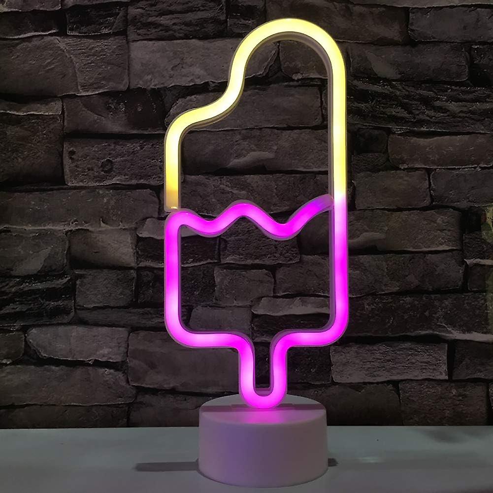 Popsicle Shaped Neon Light Led Neon Signs Light Art Decorative Neon Lamp With Base For Room Hose Recreational Wedding Party Decoration