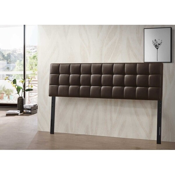 Varya Tufted Faux Leather Upholstered Panel Headboard (Brown/ Black) - - 32043380