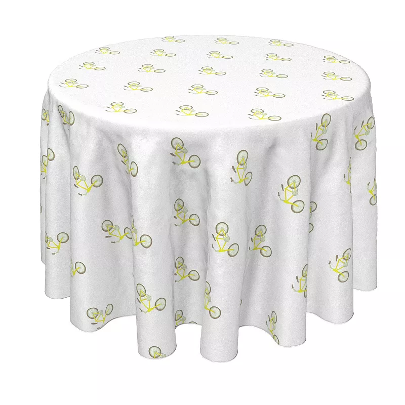 Round Tablecloth， 100% Polyester， 70 Round， Yellow City Bicycles