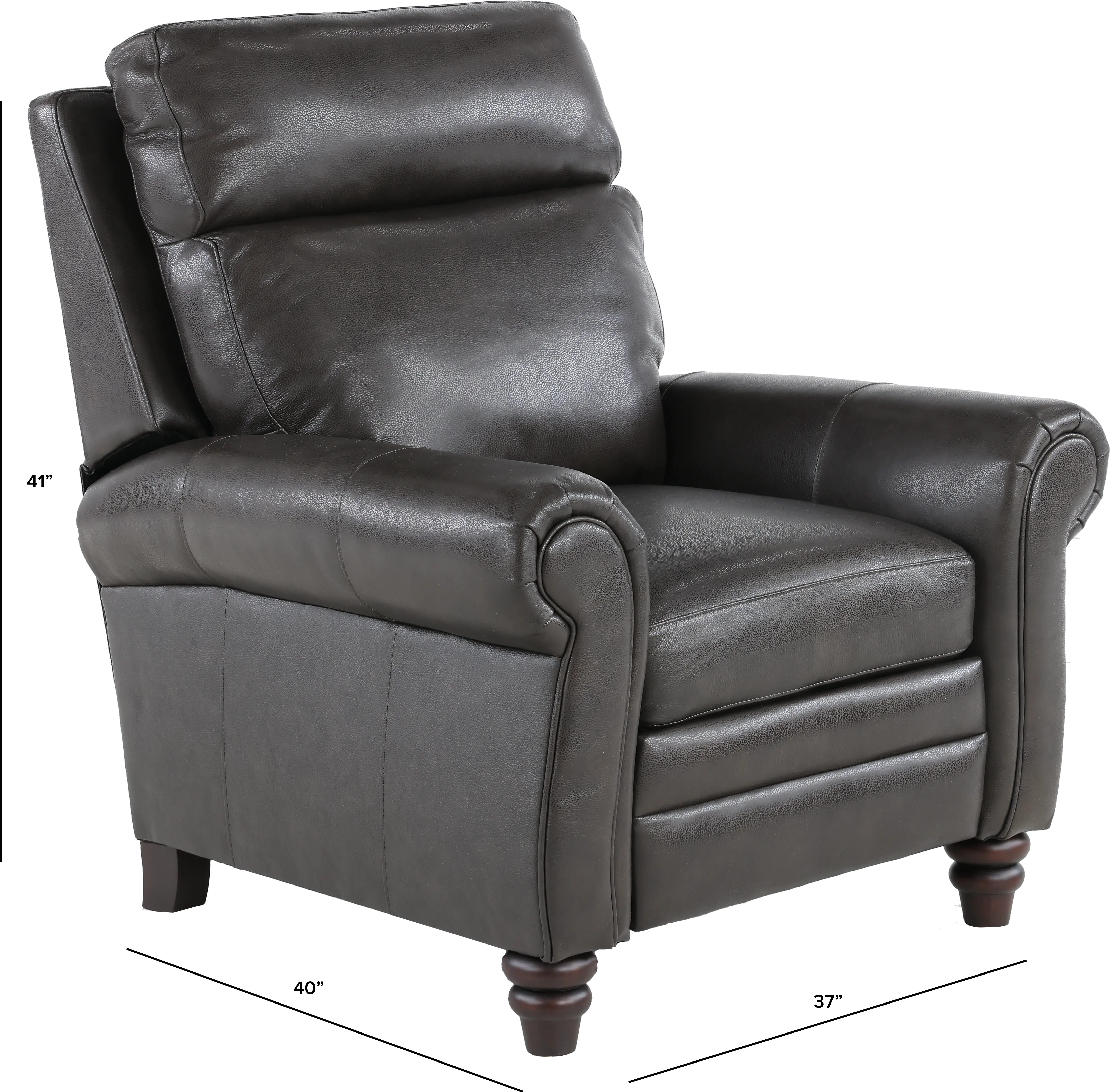 Fresh Twilight Gray Leather-Match High Leg Power Recliner