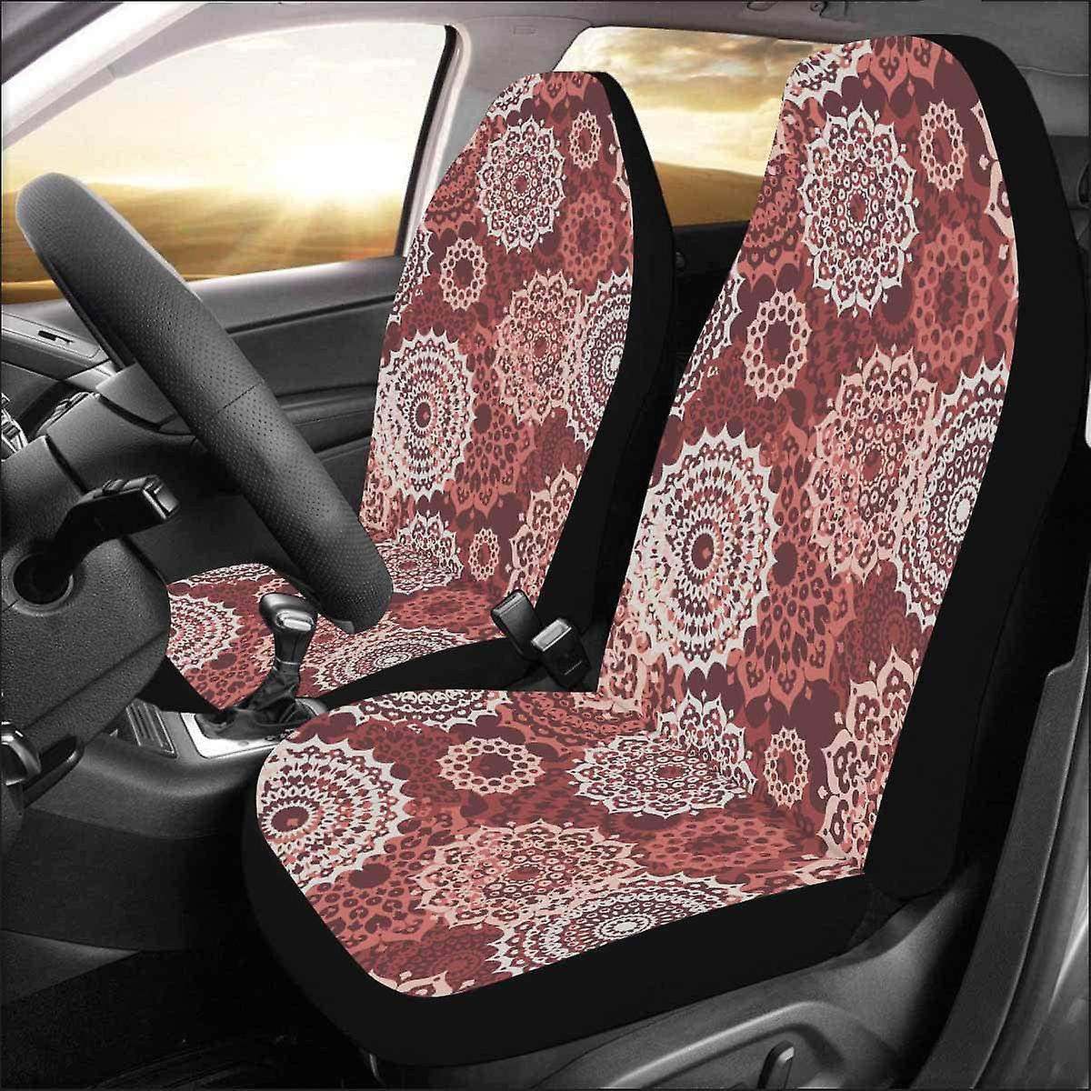 Set Of 2 Car Seat Covers Silhouettes Oriental Mandalas Universal Auto Front Seats Protector Fits For Car，suv Sedan，truck