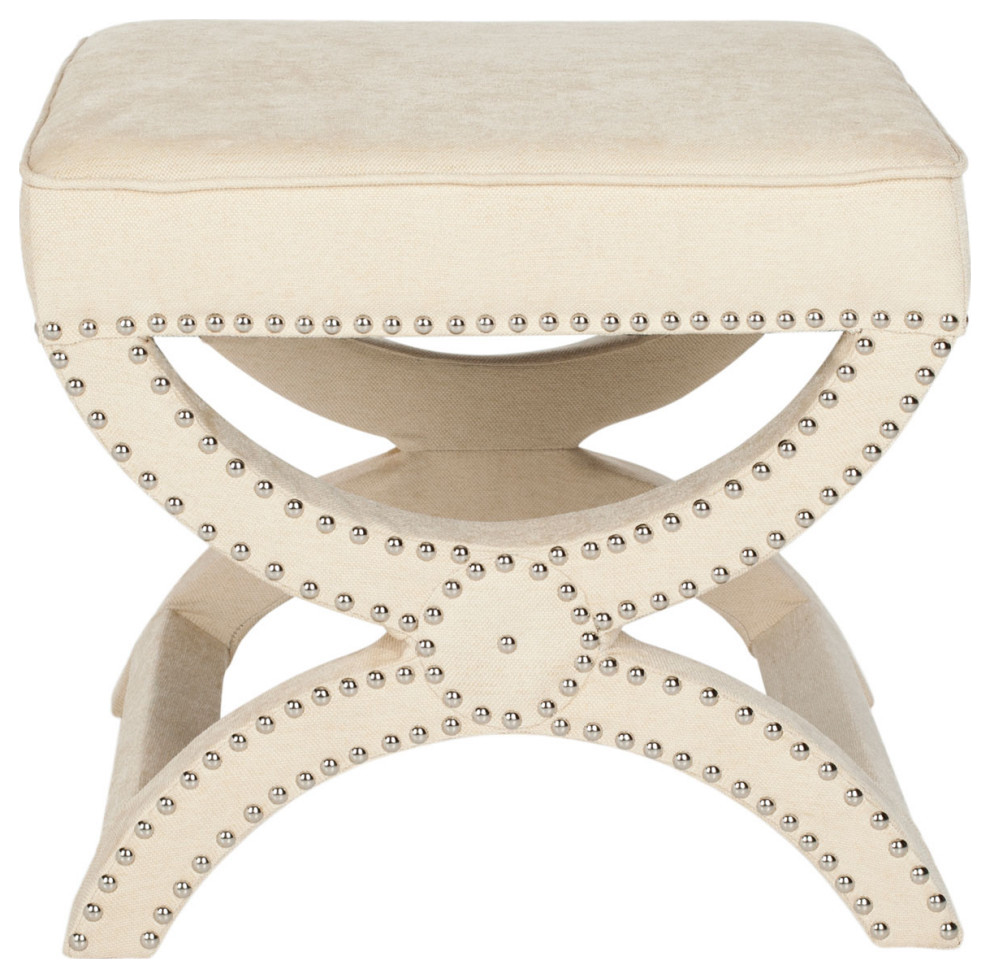 Stella Ottoman Silver Nail Heads Cream   Transitional   Footstools And Ottomans   by V.S.D Furniture  Houzz