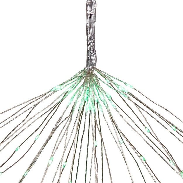 Led Lighted Firework Silver Branch Christmas Decoration Green Lights