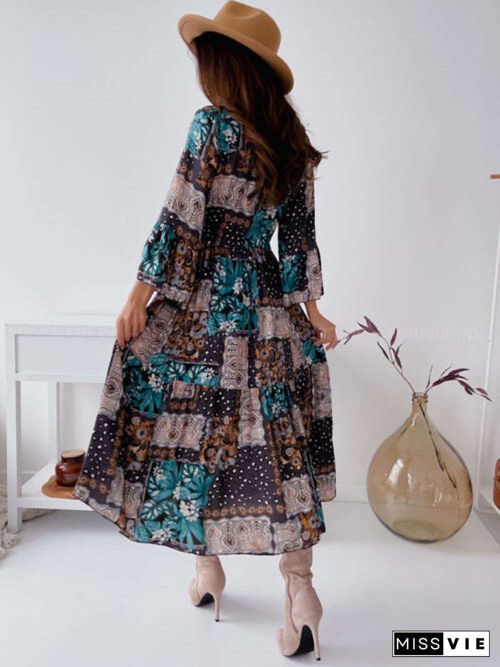 Button Up Hight Waist Floral Maxi Dress