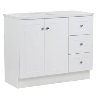 Glacier Bay Bannister 42.50 in. W x 18.75 in. D x 35.14 in. H Bath Vanity in White with White Top BA42P2-WH