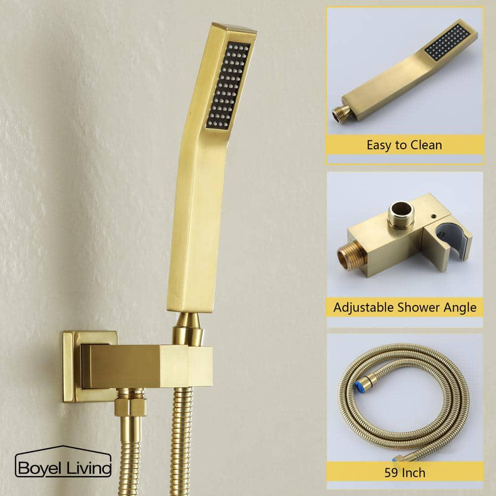 Boyel Living Wall Mount SingleHandle 1Spray Tub and Shower Faucet with Handheld Shower in Brushed Gold  10 Inch