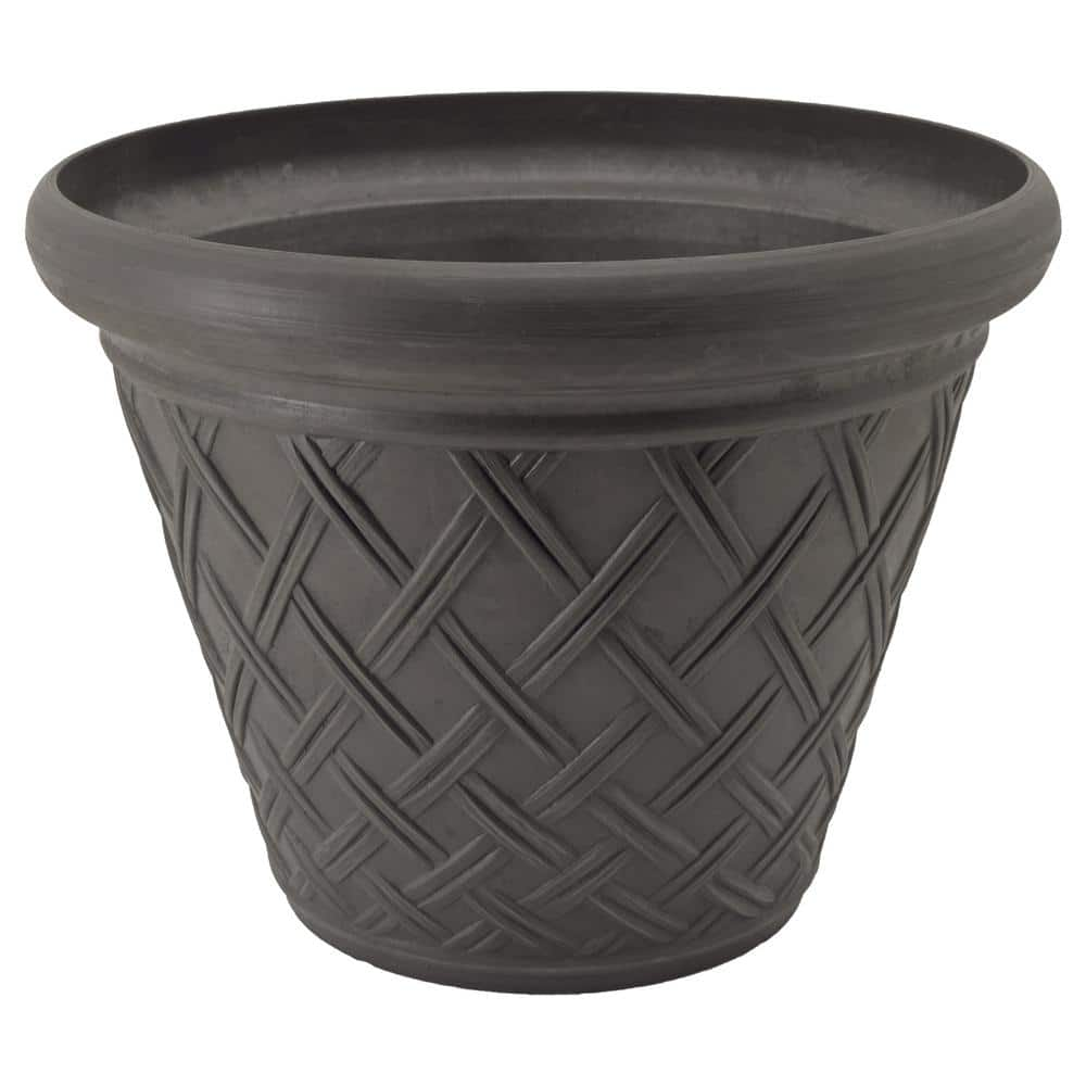 Arcadia Garden Products Basket Weave 18 in. x 14 in. Dark Charcoal PSW Pot MB46DC