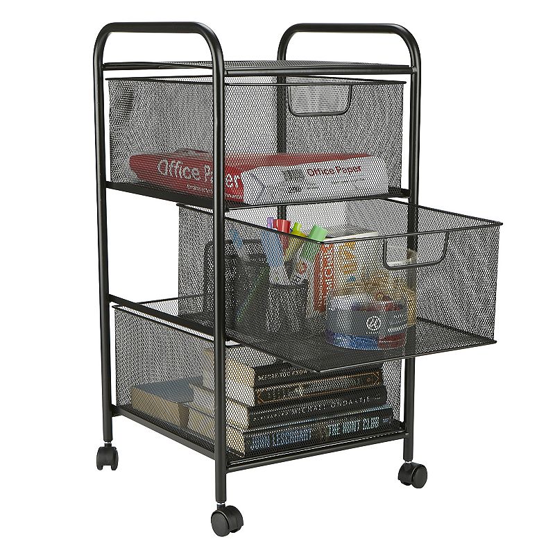 Mind Reader 3 Drawer Mesh Rolling Cart