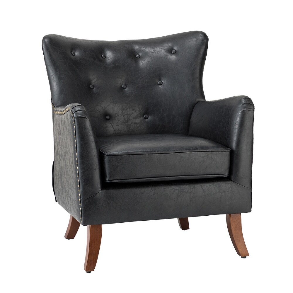 Floyd Comfy Mid century Leather Accent Chair For Living Room by HULALA HOME