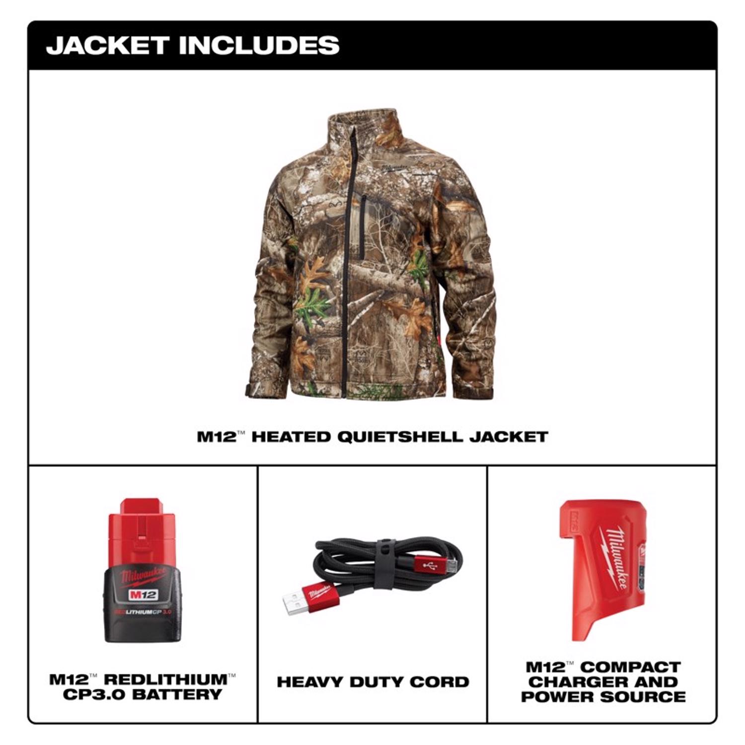 MW M12 Quietshell XXL Long Sleeve Men\u0027s Full-Zip Heated Jacket Kit Camouflage