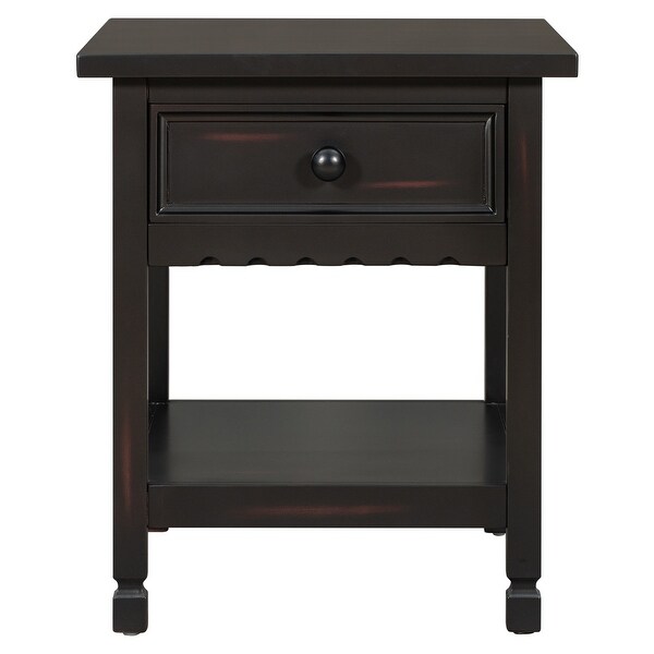 Classical BlackandEnd Table with Open Styled Shelf Large Storage Space