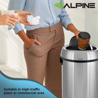 Alpine Industries 17 Gal. Stainless Steel Indoor Trash Can with Swing Lid 470-65L-1