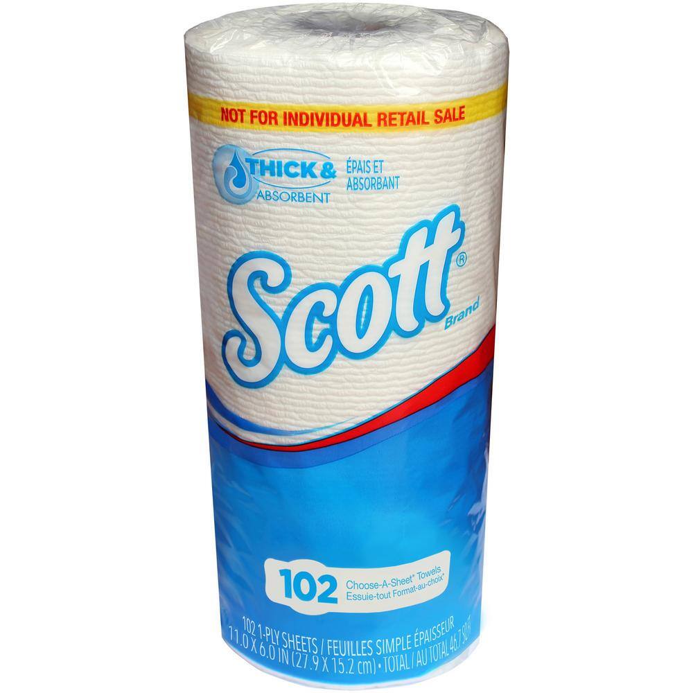 Scott White 1-Ply Paper Towel Roll (102-Sheets per Roll 24-Rolls per Pack) KCC47031