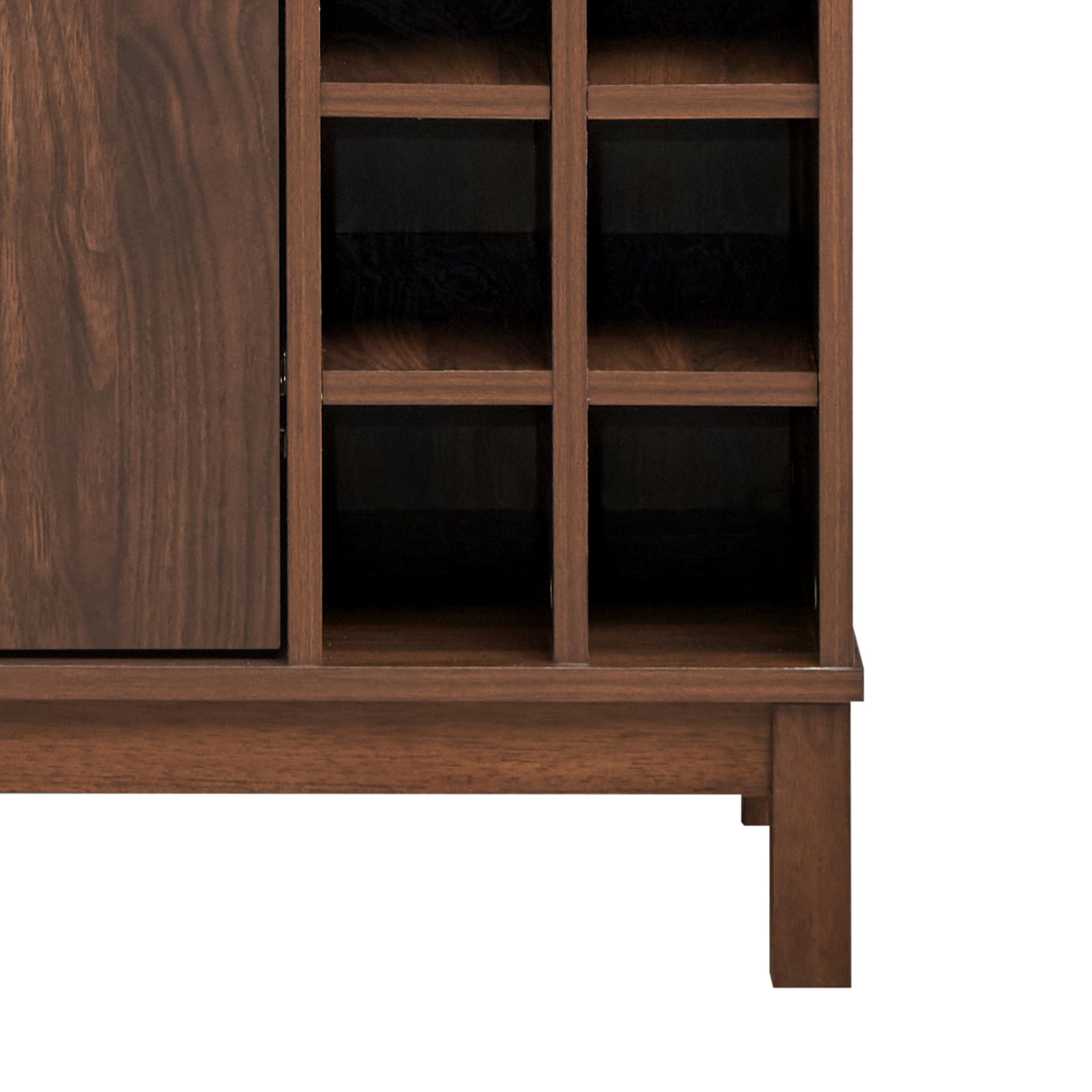 Hurlbut Mid Century Modern Wooden 8 Bottle Wine Cabinet, Walnut and Dark Brown