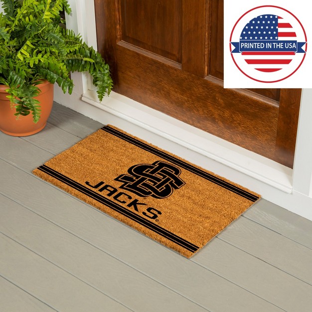 Evergreen South Dakota State University Logo Turf Mat Brown 28 X 16 Inches Indoor Outdoor Doormat