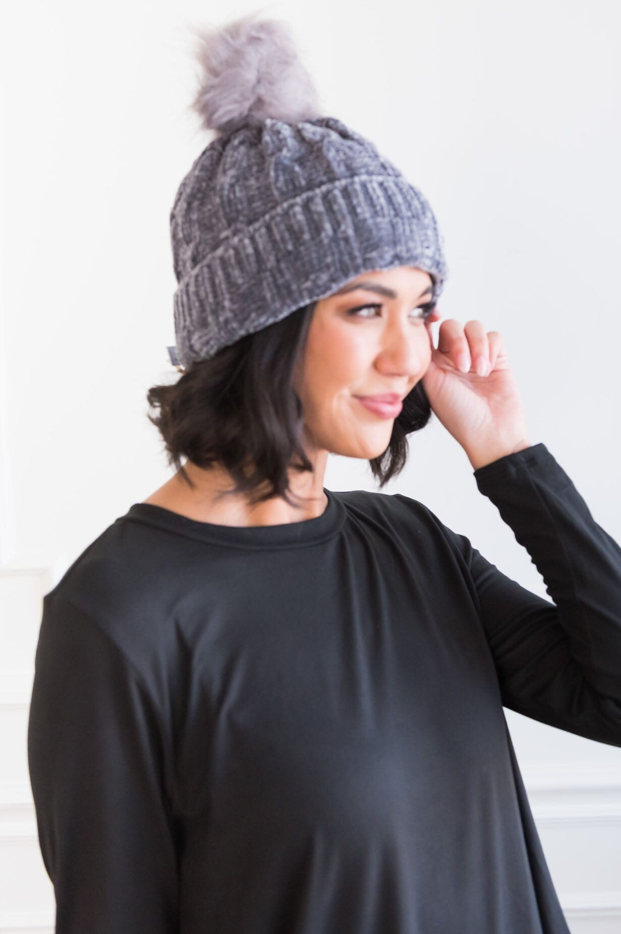 Stay Cozy Chenille Pom Pom Beanie