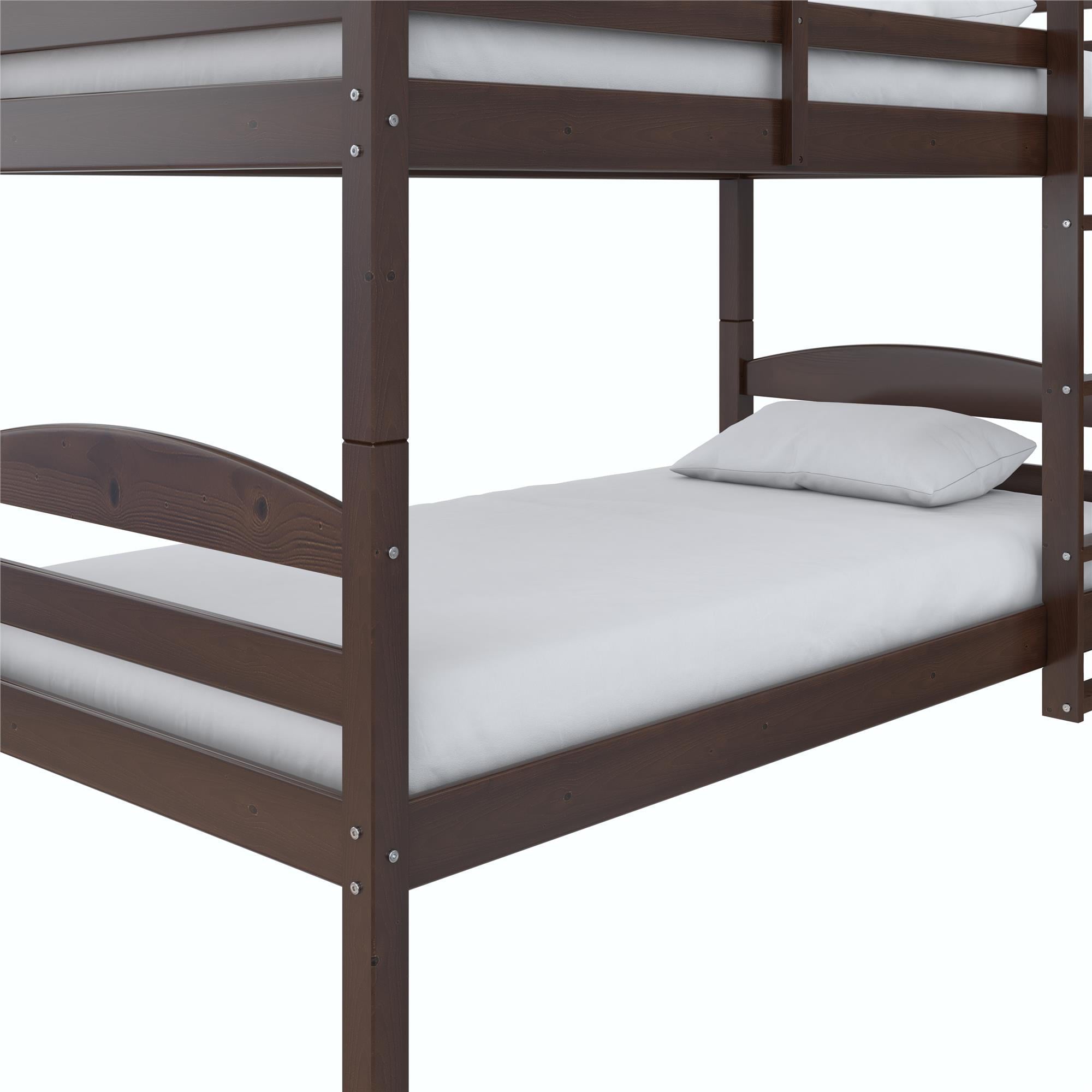 Better Homes & Gardens Leighton Solid Wood Twin-over-Twin Convertible Bunk Bed, Mocha