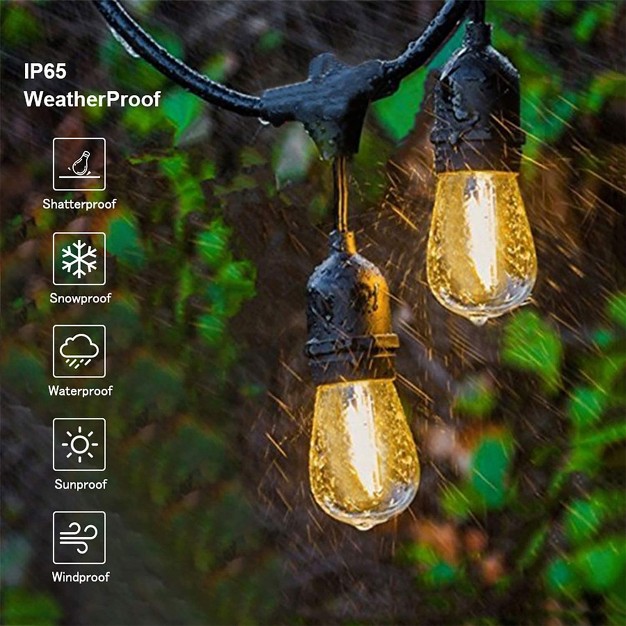 Svater Weatherproof And Shatter proof Patio Outdoor Led String Lights Includes 1 watt Antique S14 Bulbs And Dimmable Warm White