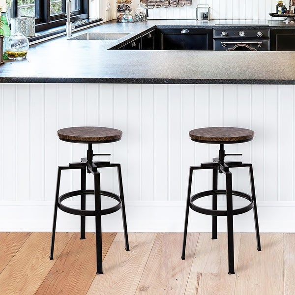 Carbon Loft Swivel Wood Adjustable Height Bar Stools (Set of 2)