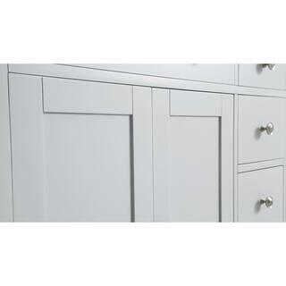 Home Decorators Collection Austen 60 in. W x 22 in. D Bath Vanity in Dove Grey with Marble Vanity Top in Yves White with White Sinks Austen 60G