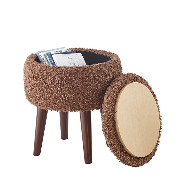 GTU Furniture Modern Barrel Teddybear Plush Accent/Side Chair with Storage Ottoman for Bedroom Living room set