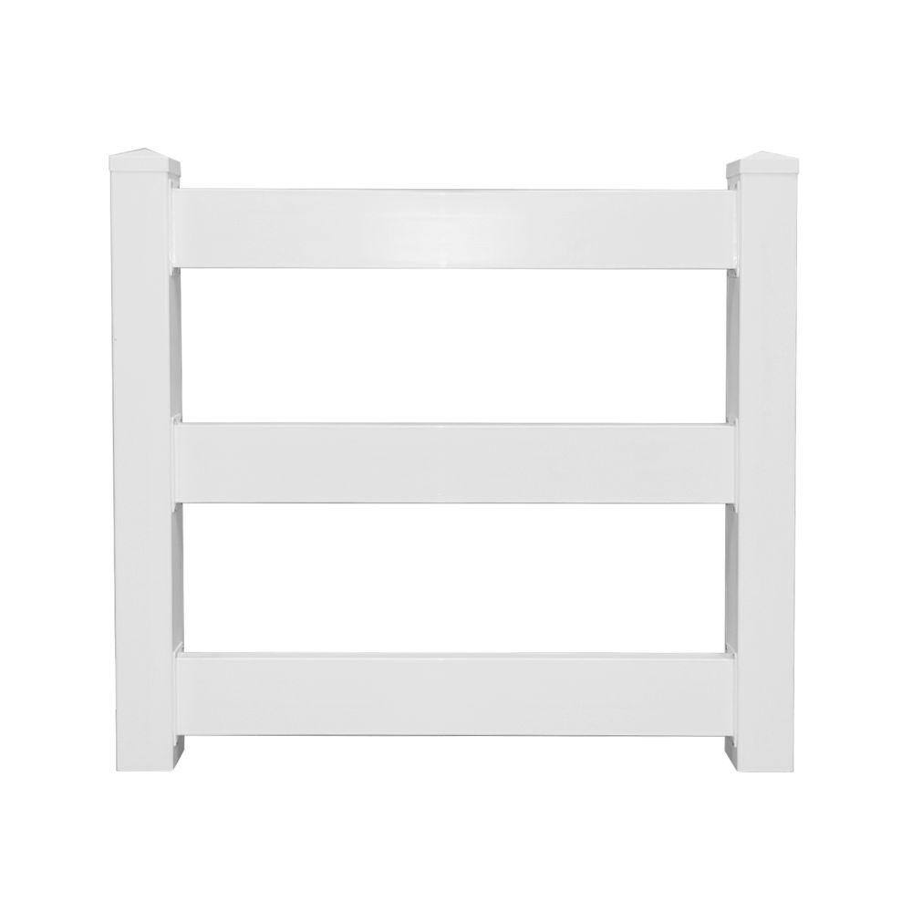 Weatherables 4 ft. W x 4 ft. H 3-Rail White Vinyl Fence Gate EZ Pack GWHF-THD3RAIL1.5-48