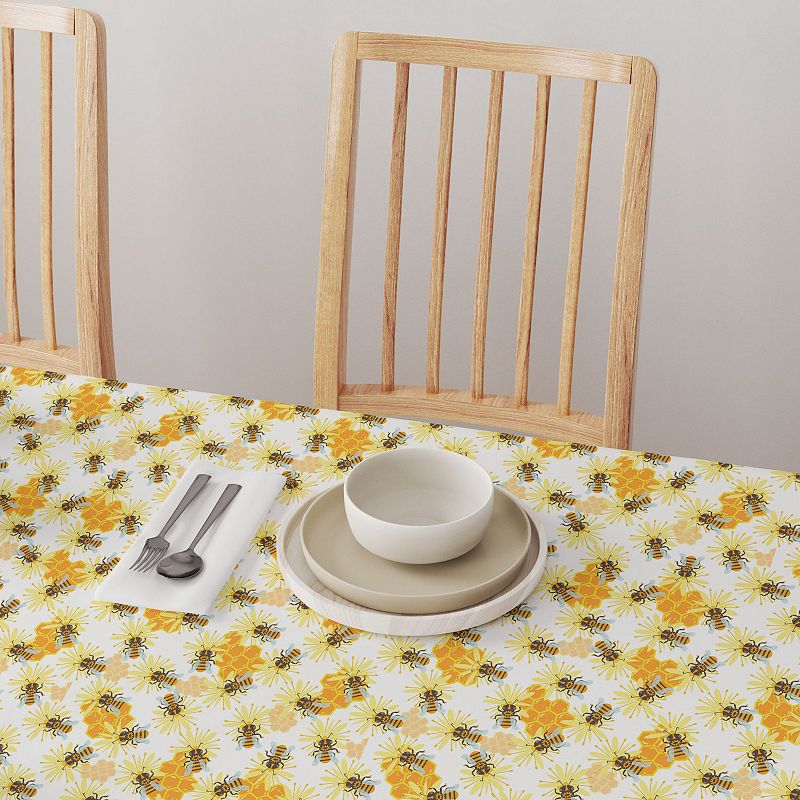 Rectangular Tablecloth， 100% Cotton， 52x104， Honey Bee Sketch