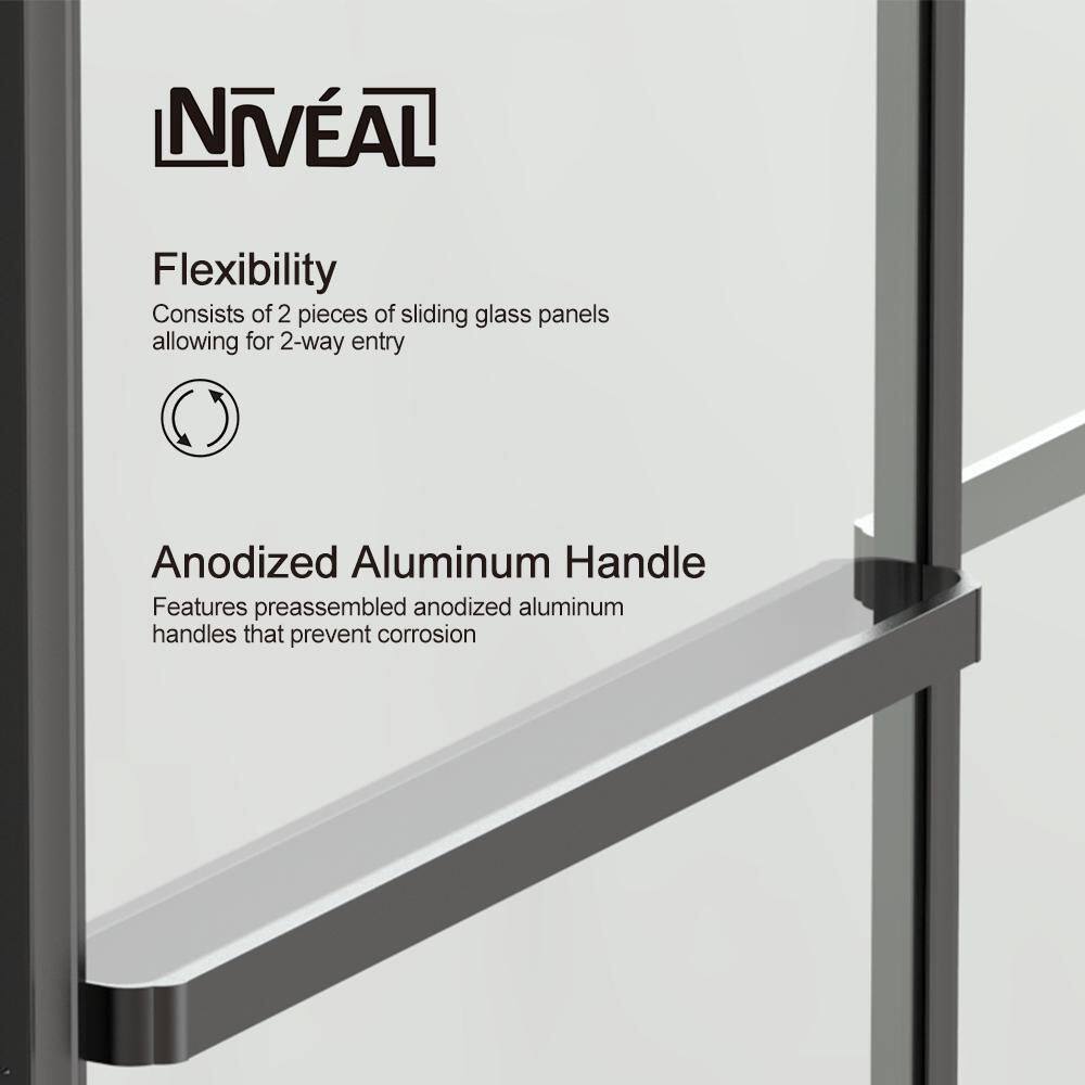 niveal Alvin 59 in. W x 56 in. H Sliding Framed Tub Door in Matte Black Finish LU82-59MB