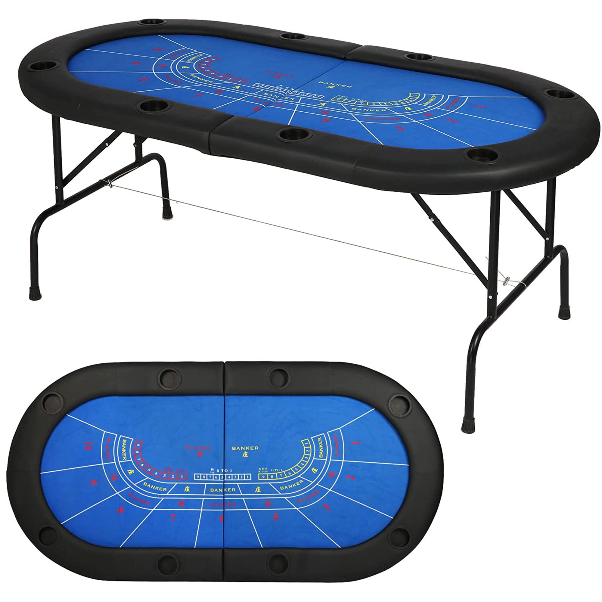 Karmas Product Folding Poker Table Texas Hold'em Poker Multiple Players Casino Games Blackjack Baccarat -Blue