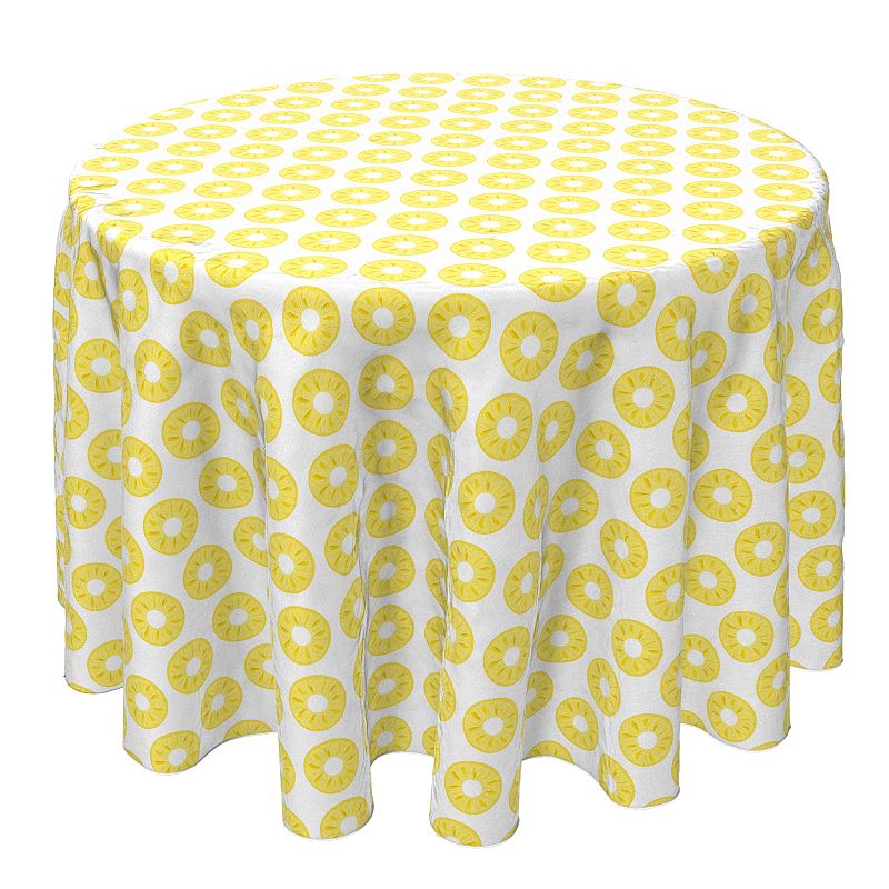 Round Tablecloth， 100% Cotton， 60 Round， Summer Pineapple Slices