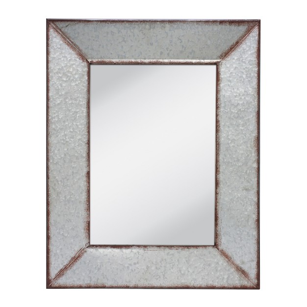 X 22 quot Rectangular Galvanized Metal Wall Hanging Mirror Silver Stonebriar Collection