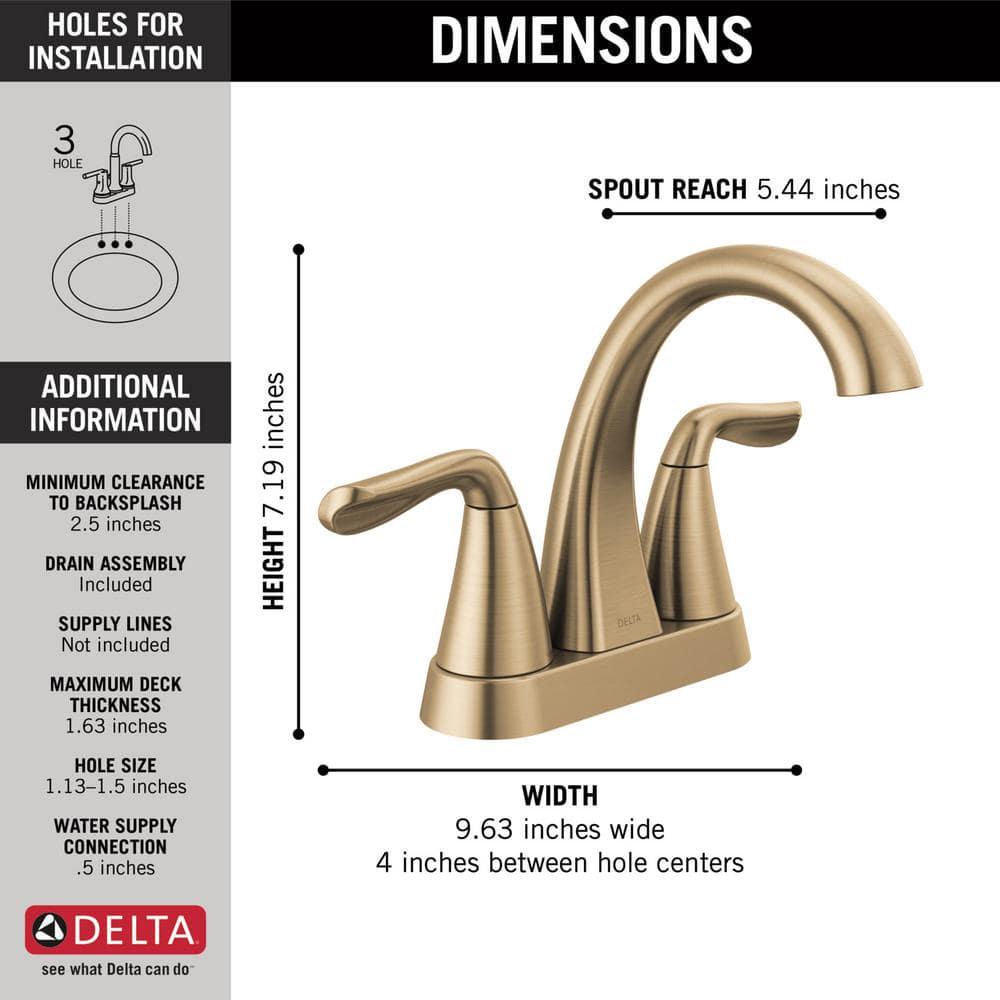 Delta Arvo 4 in Centerset 2Handle Bathroom Faucet in Champagne Bronze