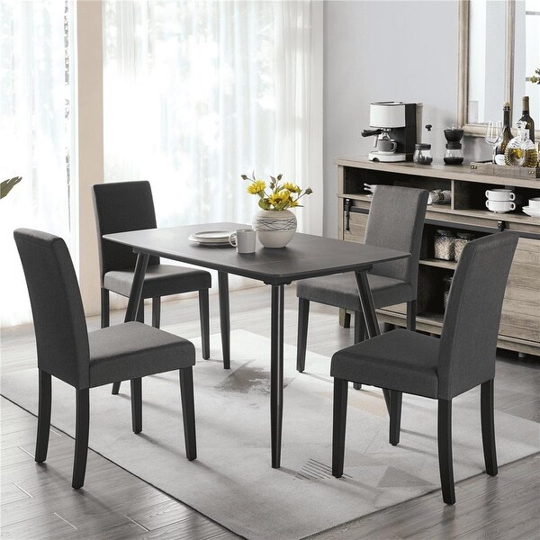 4pcs Fabric Upholstered Parson Dining Chairs for Home， Dark Gray