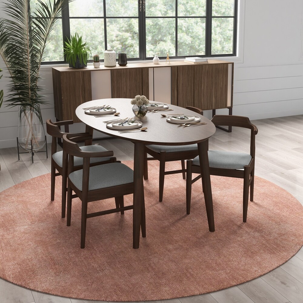 Rexus Modern Solid Wood Oval Dining Table and Chair Set Dining Room Furniture Set