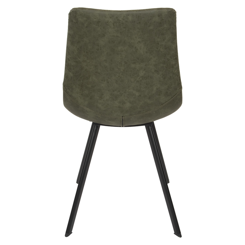 LeisureMod Markley Modern Leather Dining Chair With Metal Legs