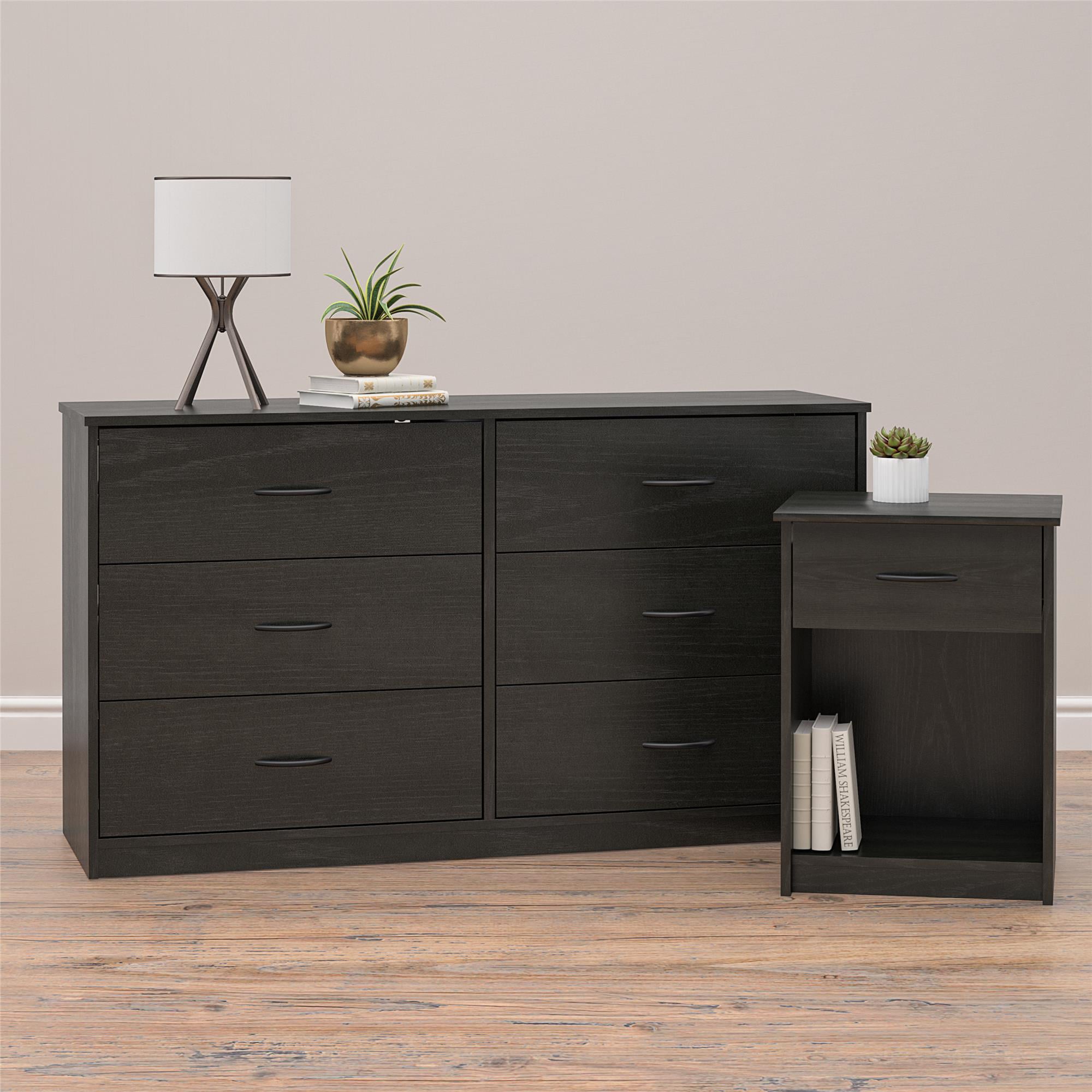 Mainstays Classic Nightstand with Drawer, Black Oak