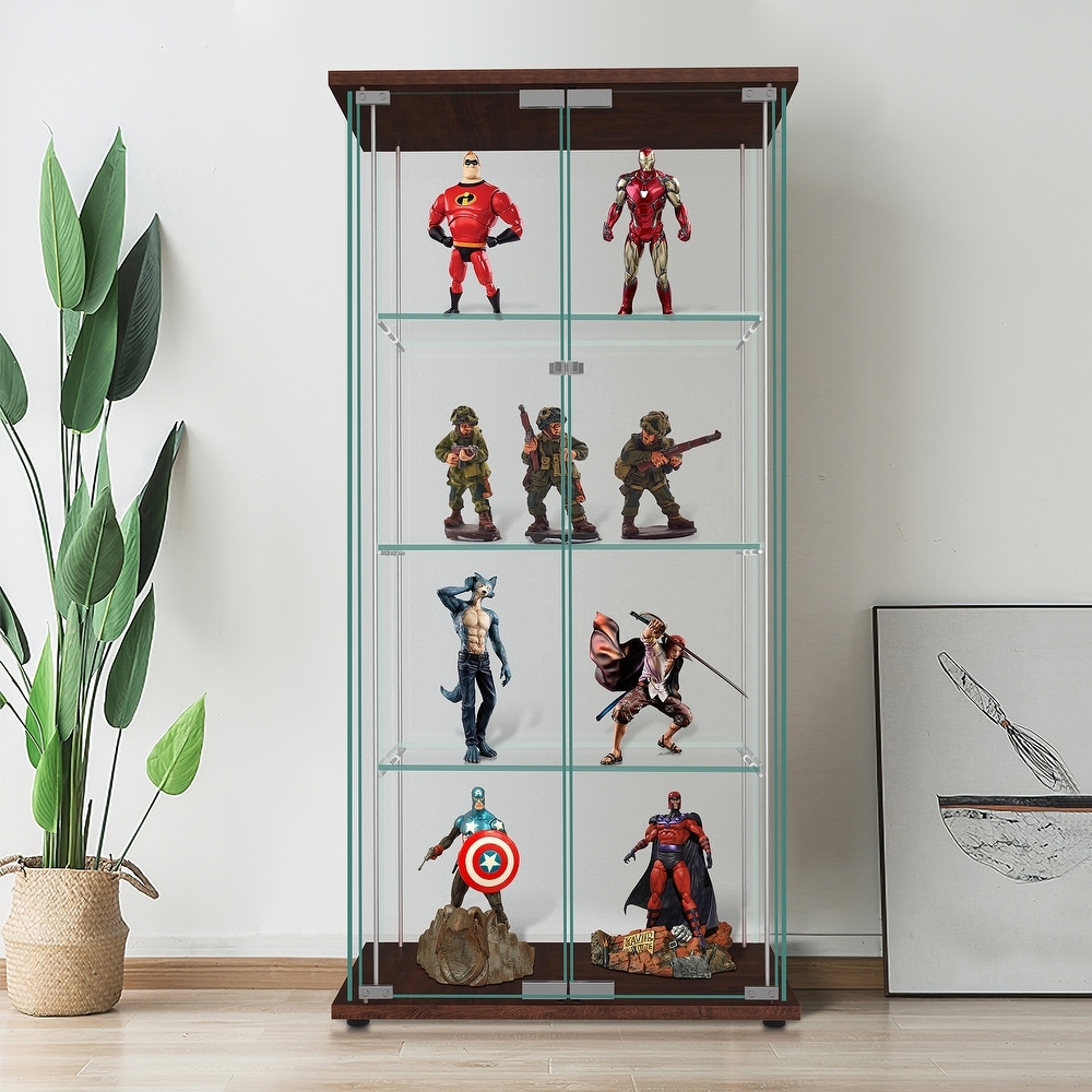 Tempered Glass Bookshelf Curio Display Cabinet