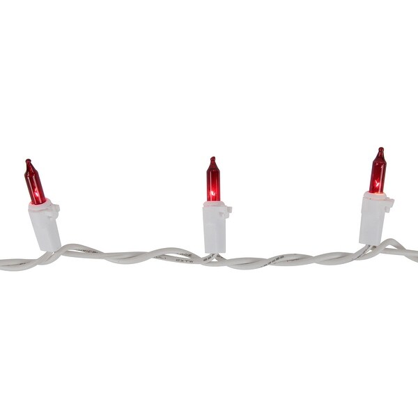 35Count Red Mini Christmas Light Set 7ft White Wire