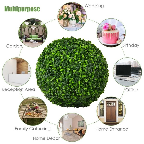 2 Pieces Artificial Boxwood Topiary UV Protected Indoor Outdoor Balls