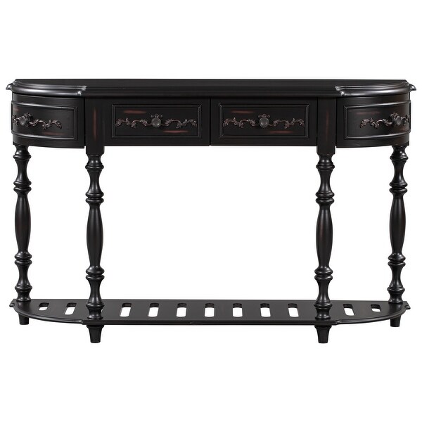 Black Modern Curved Console Table Wood Entryway Table