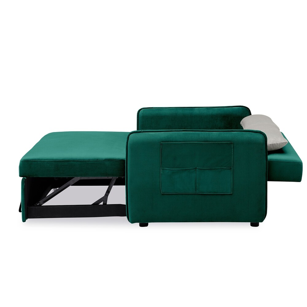 Velvet Sofa with Pull Out Bed with Two Pillows