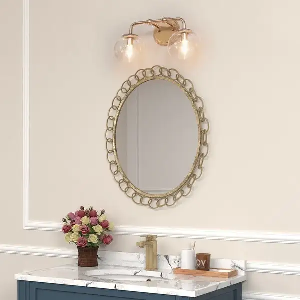 Koini Modern Glam Gold Bathroom Vanity Lights Seeded Glass Globe Wall Sconces