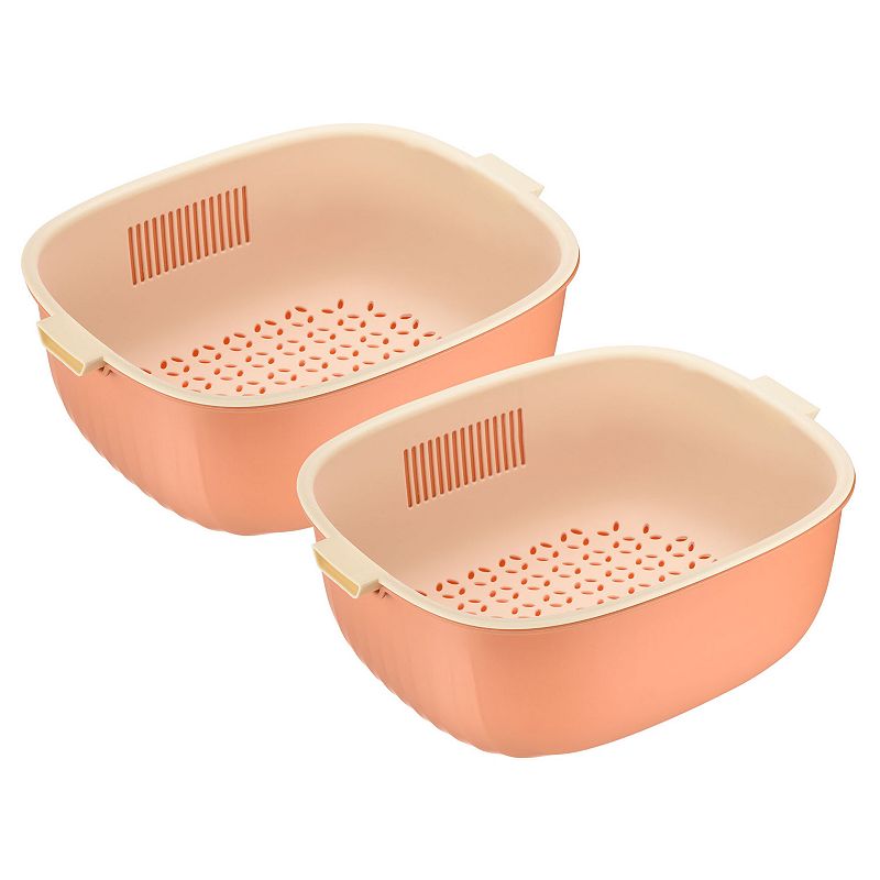 Kitchen Colander Set 2PCS， Plastic Washing Bowl and Food Strainer