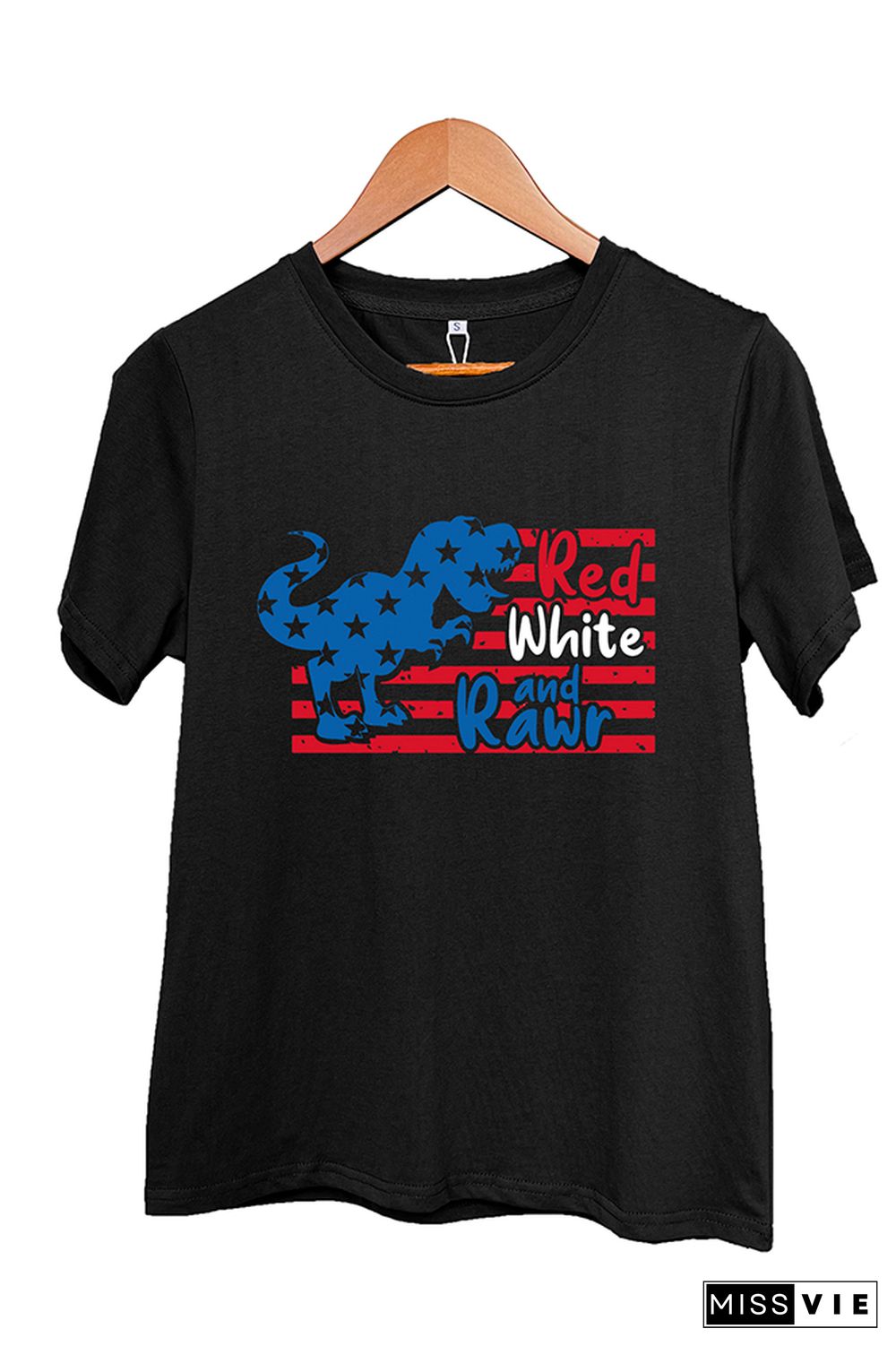 Red White And Rawr Print Summer Graphic Tee Wholesale