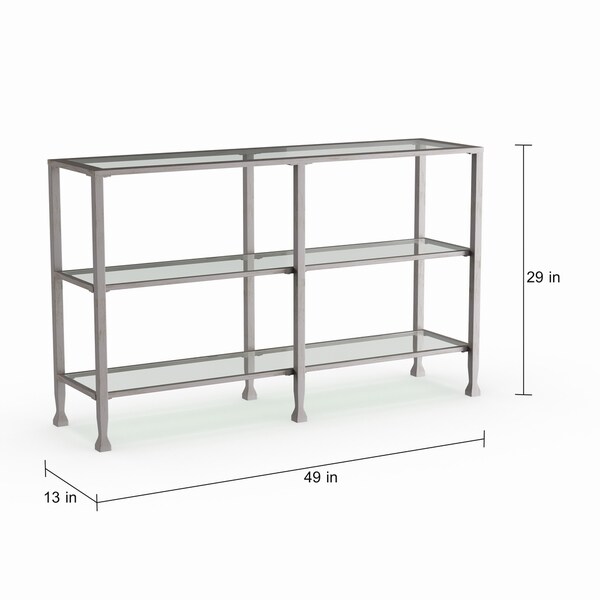 SEI Furniture Glenn Silver Metal and Glass Console Table