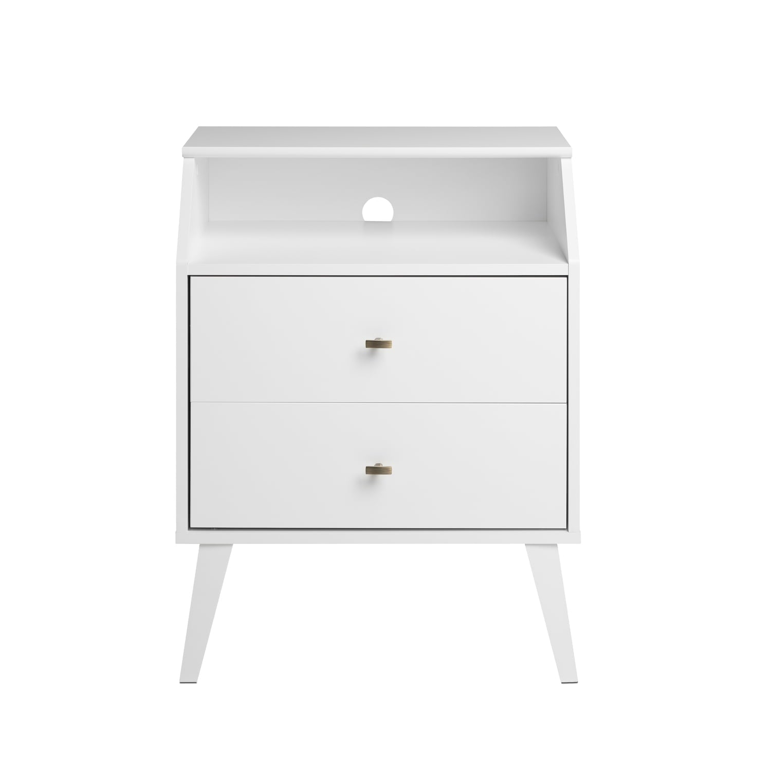 Prepac Milo Mid Century Modern 2-Drawer Bedroom Nightstand, White