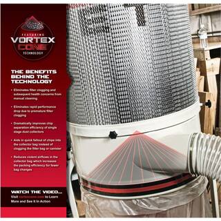 Jet 2 HP 1200 CFM 4 or 6 in. Dust Collector with Vortex Cone and 2-Micron Canister Kit 230-Volt DC-1200VX-CK1 710702K