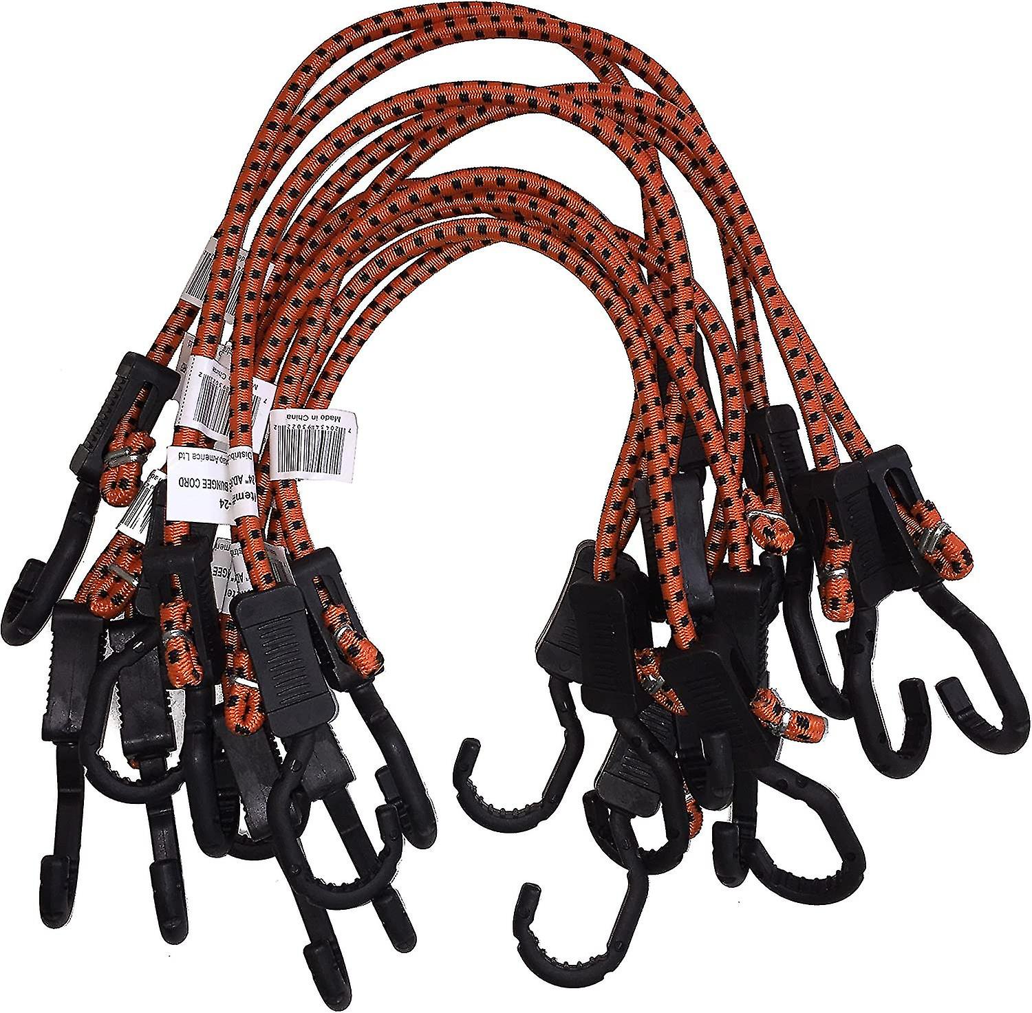 Mabc-24 All- Purpose Adjustable Bungee Cords With Hooks， 24-inch， Orange/black， 10 Count