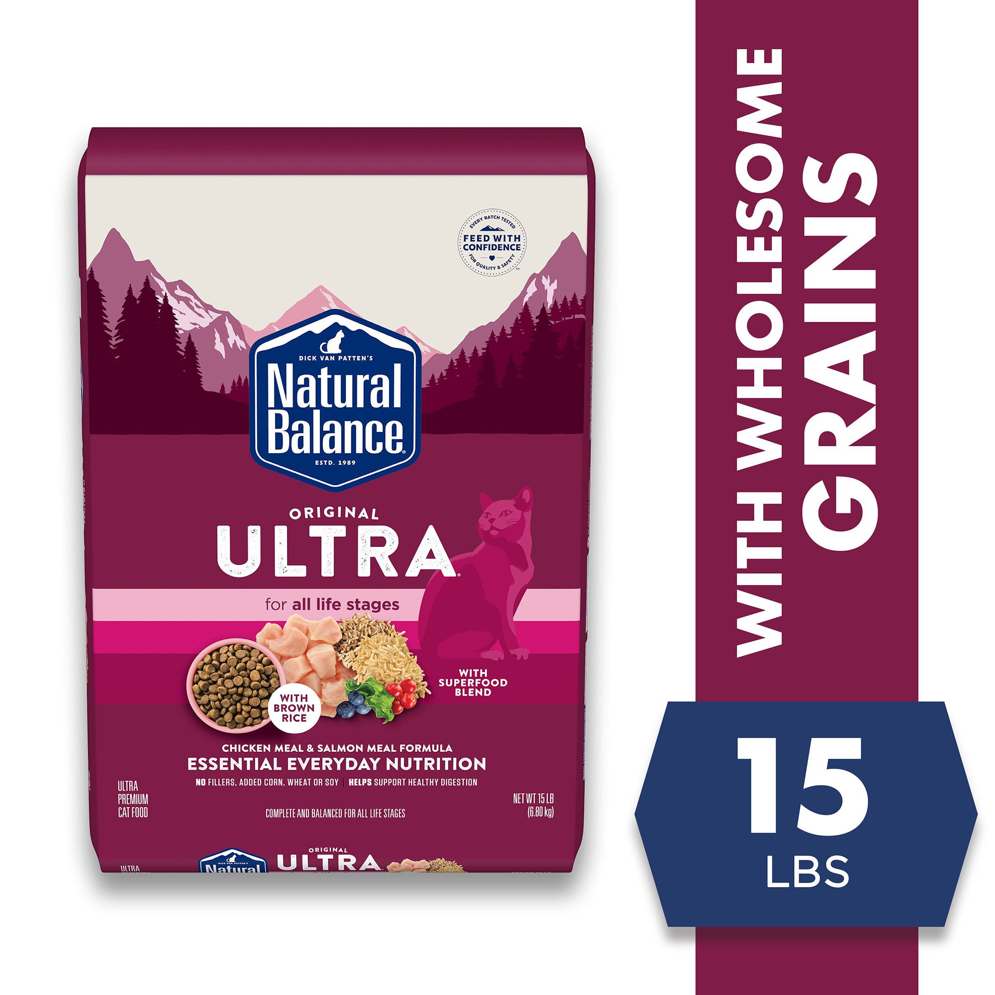 Natural Balance Original Ultra Chicken Meal  Salmon Meal Formula Dry Cat Food， 15 lbs.