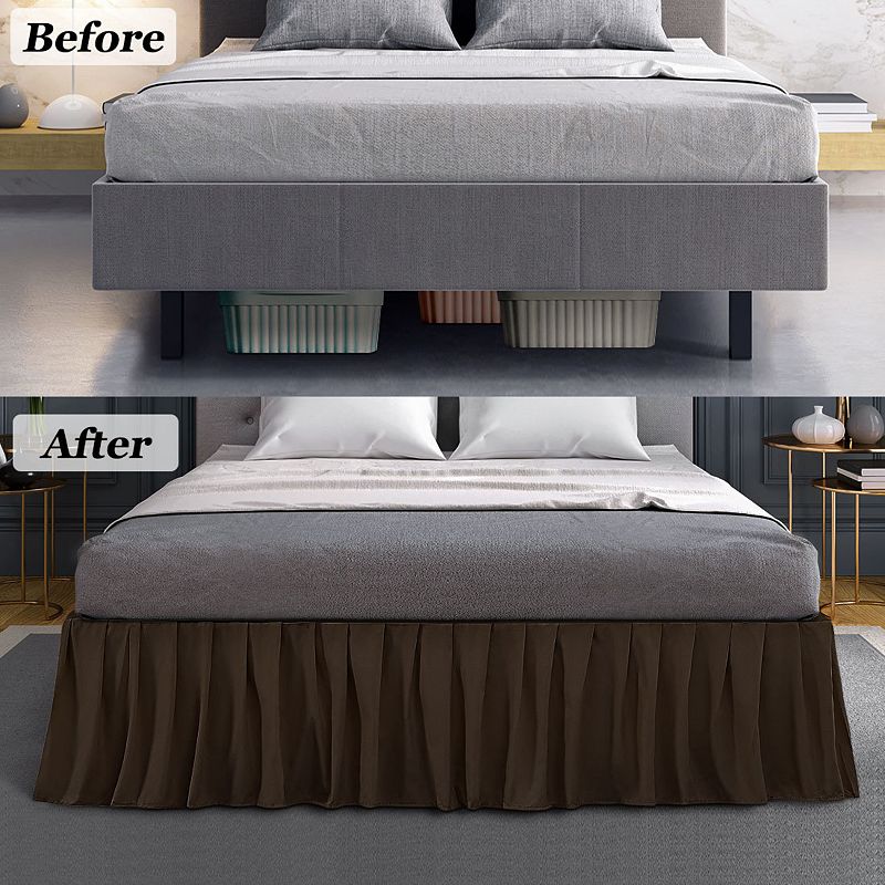 Polyester Ruffled Durable Solid Bed Skirt with 16 Drop 1 Pc Twin 39 x 75